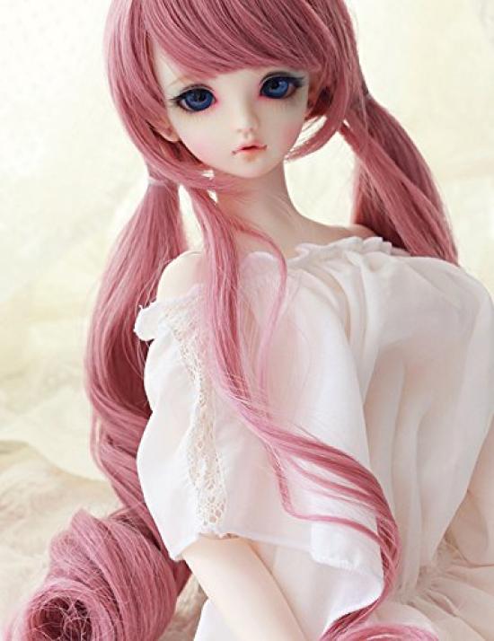 Linfairy inch Size Doll Figure Pink Blue 8-9 1/3 Wig, Wig, + (Dark Pink)