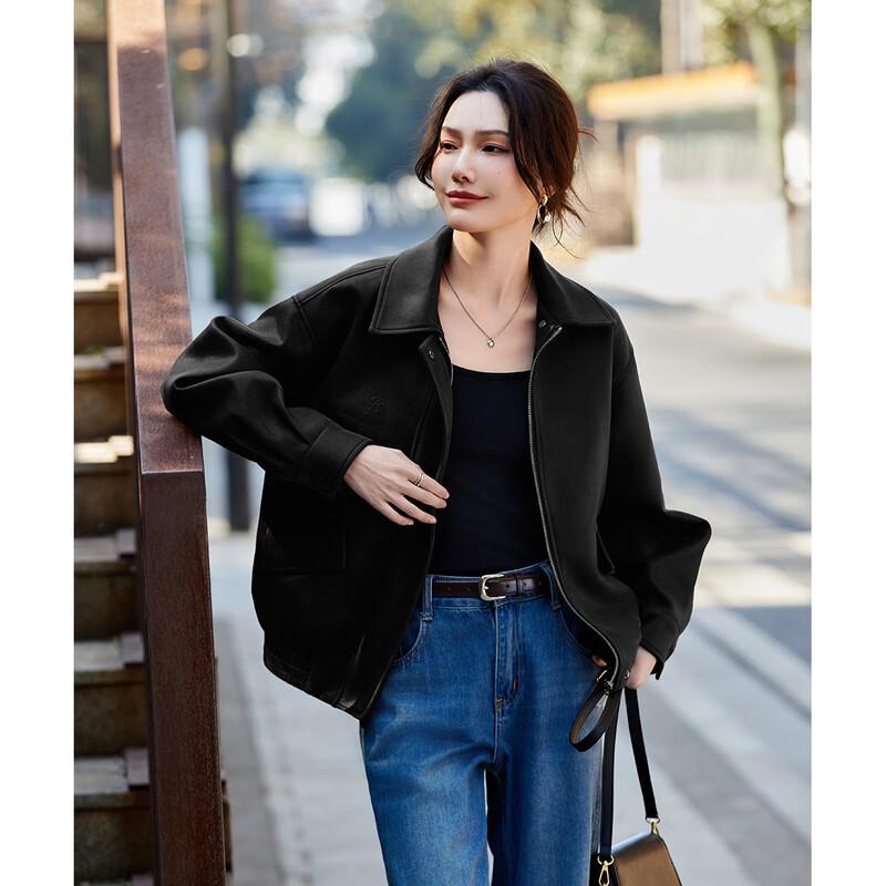 TERRE BLEUE Damen Jacke aus Kunstleder mit lockerem Schnitt