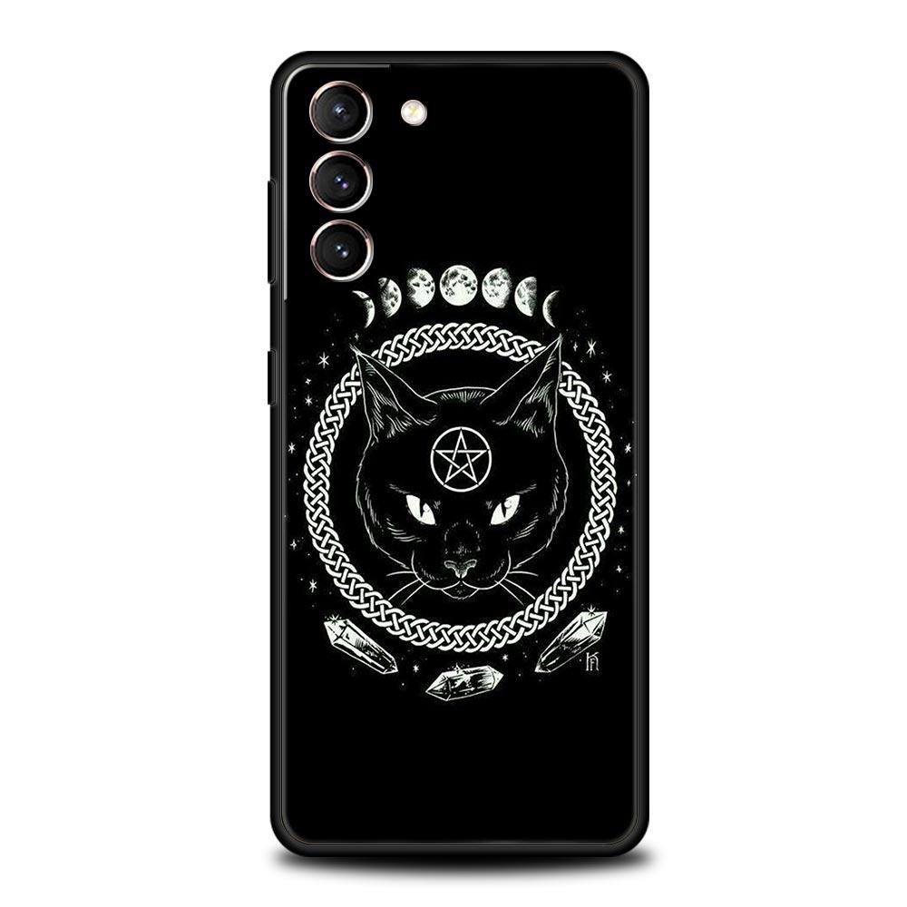 Moon Tarot Cat Aesthetic Soft Phone Case For Samsung Galaxy S23 S22 S21 S20 FE Ultra 5G S10 S10E S9 S8 Plus 10 20 Cover Bumper