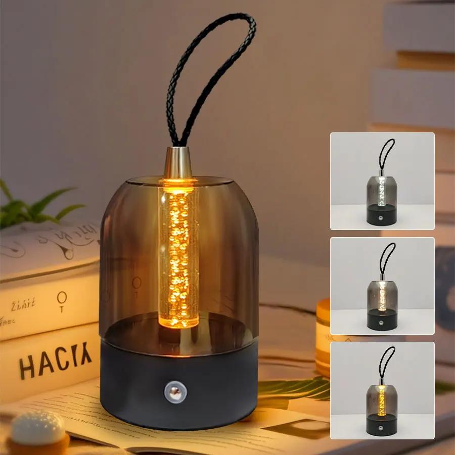 

Светодиодная сенсорная настольная лампа, перезаряжаемый ночник, 3 цвета, диммируемый, прикроватный, для спальни, бара, уличные кемпинговые фонари