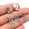 40pcs 21x10mm Antique Bronze Plated Flower Rose Handmade Charms Pendant
