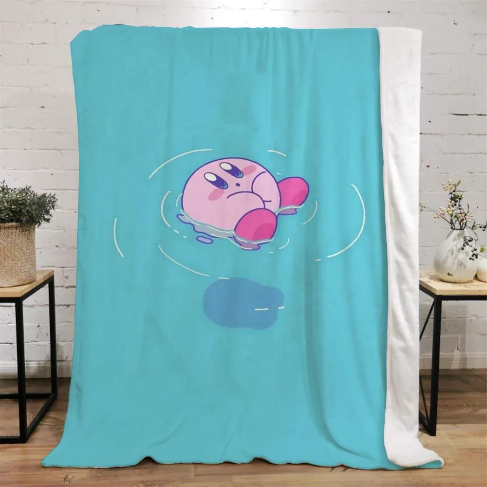 Kawaii Cartoon Kirbys Designer Throw Blanket Fluffy Custom Blankets Characters Home and Decoration Luxury Bedding Knitted Plaid