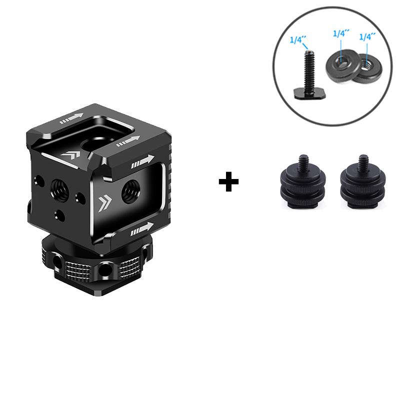 On Camera 3 Cold Shoe Monitor Mount 3 Cold Shoe Adapter Magic Arm Flash Vlog Video Fill Light Microphone Extension Mount Head