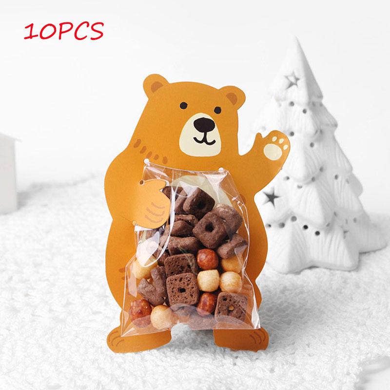 10PCS//Lot Cookie Candy Gift Bag Cute Animal Greeting Card Baby Shower Party Bags