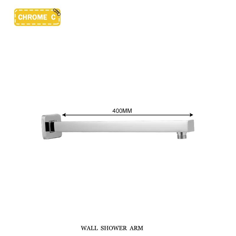 Black G1/2 Round/Square Shower Arm Bathroom Stainless Steel Ceiling Wall Mount Fixed Shower Bracket Faucet Replacement Parts