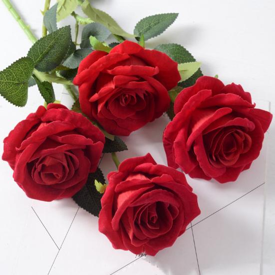 Artificial Rose Flower Realistic Long Stem Fake Silk Rose Bouquet for Party Home Wedding Centerpiece Office Table Decor