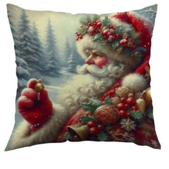 New Santa Claus Pillow Cover Polyester Printed Holiday Decoration Living Room Sofa Cushion Cover Bedroom Pillow