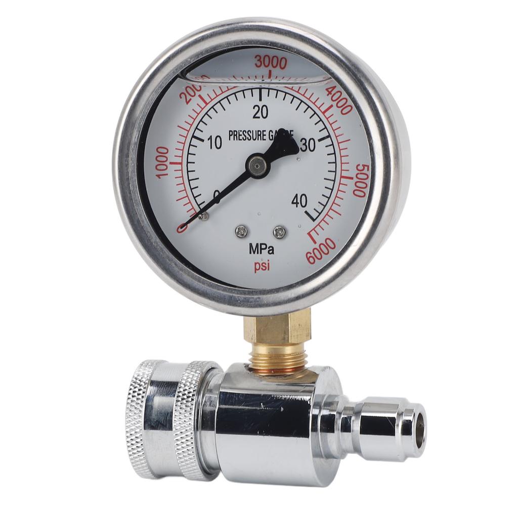 6000psi Pressure Washer Gauge, 3Celsius8in Quick Connect Stainless Steel Accessory for Car Washing Machines, Accurately Measure Water Pressure