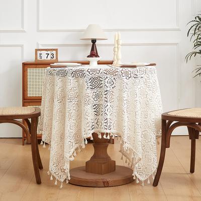 Retro Hollow Crochet Tablecloth Rectangular Round Dining Table Coffee Table Tablecloth Cabinet Cover Towel Household