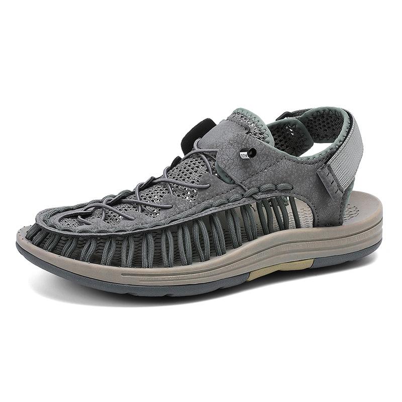 Fashion Sandals for Men Fashion Handmade Woven Sandals Summer Breathable Mesh Sandals Mens Casual Sports Sandal Non-Slip Beach Sandalias
