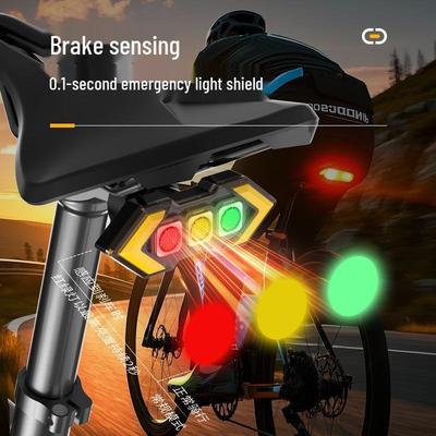 Traffic Light Bicycle Tail Light: Brake Sensing, Wireless Remote, Rechargeable Kilometre Warning Light