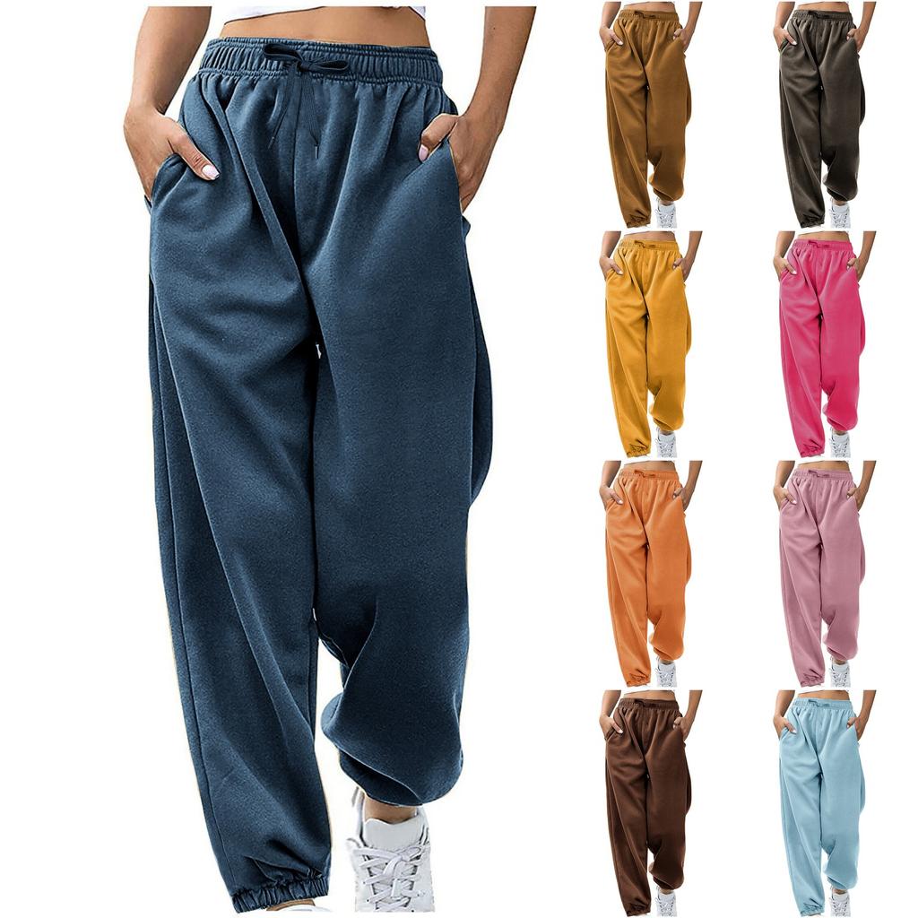 Women's Casual Pants High-waisted Belted Jogging Pants With Pockets