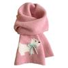 Sweet Cool Rabbit Handmade Bow Winter Warm Scarf Women's Winter Knitted Wool Imitation Cashmere Scarf Solid Color Cartoon