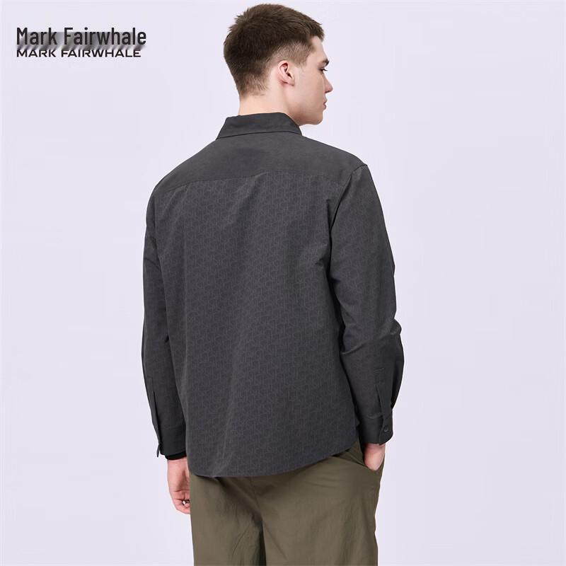 Mark Fairwhale Men s Embroidered Patchwork Casual Long-Sleeve Shirt L