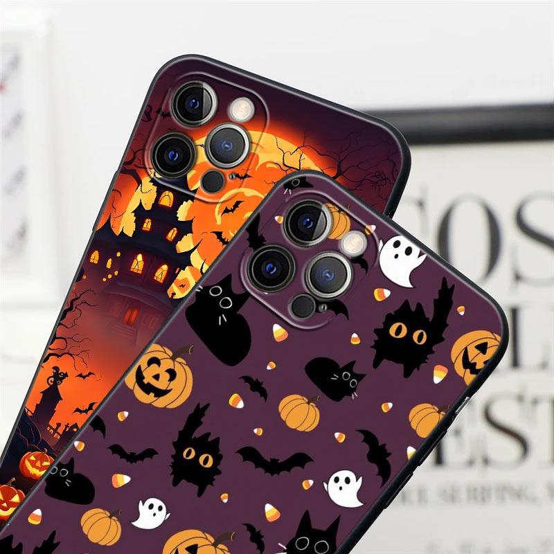 Happy Halloween Cat Pumpkin Phone Case For Apple iPhone 17 16 15 14 13 12 11 Pro Max 16 Plus 17Air 17PM Back Cover Silicon Funda