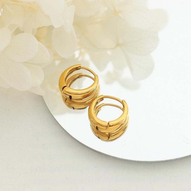 

French-Inspired C-Shaped Minimalist Titanium Steel Earrings for Women