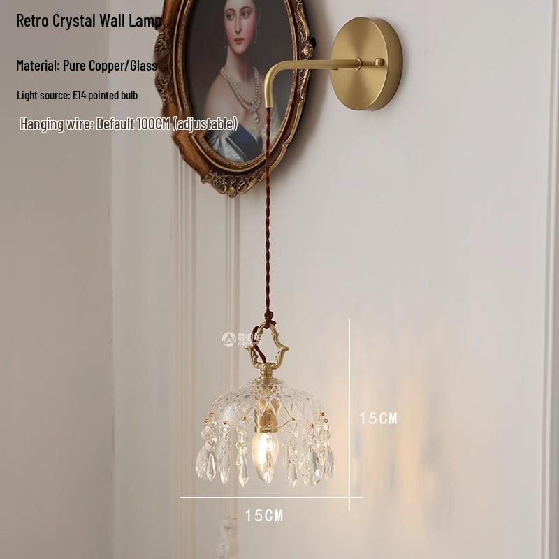 American Retro Crystal Chandelier for Hallway, Bedside, Balcony, and Cloakroom.
