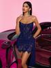 European Strapless Fishbone Lace Mesh Bodycon Gown