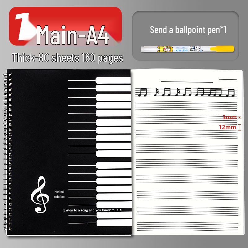 A4 Wide-Spaced Music Sheet Notebook for Beginners - Loose-Leaf, Thickened, Blank Pages for Children