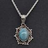 Natural Larimar Necklace 925 Sterling Silver Necklace, Long Chain Silver Design Necklace for Women