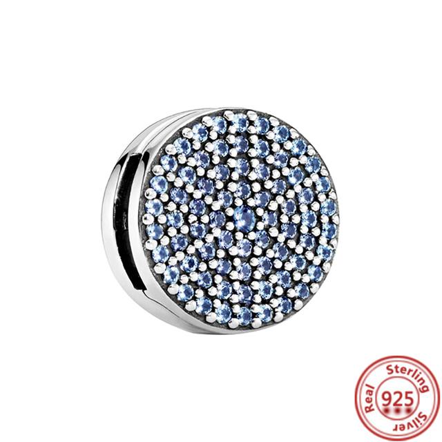 925 Sterling Silver Bead Letters Heart Leaves Circle Sparkling Clip Charms Fit Reflexions Bracelet Fine Jewelry
