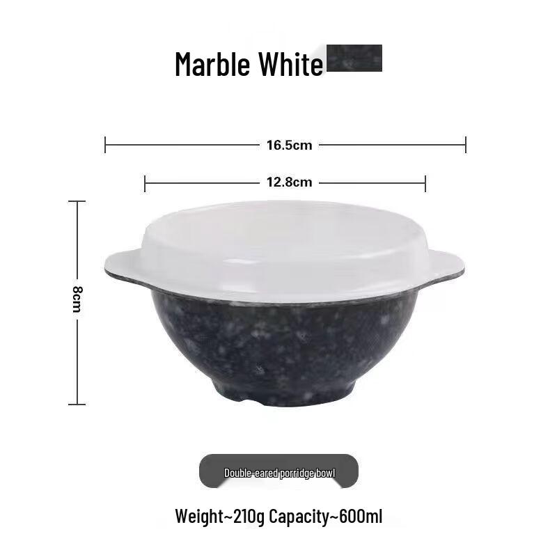 Heerli A5 Melamine Marble Double Handle Bowls, 10-Pack