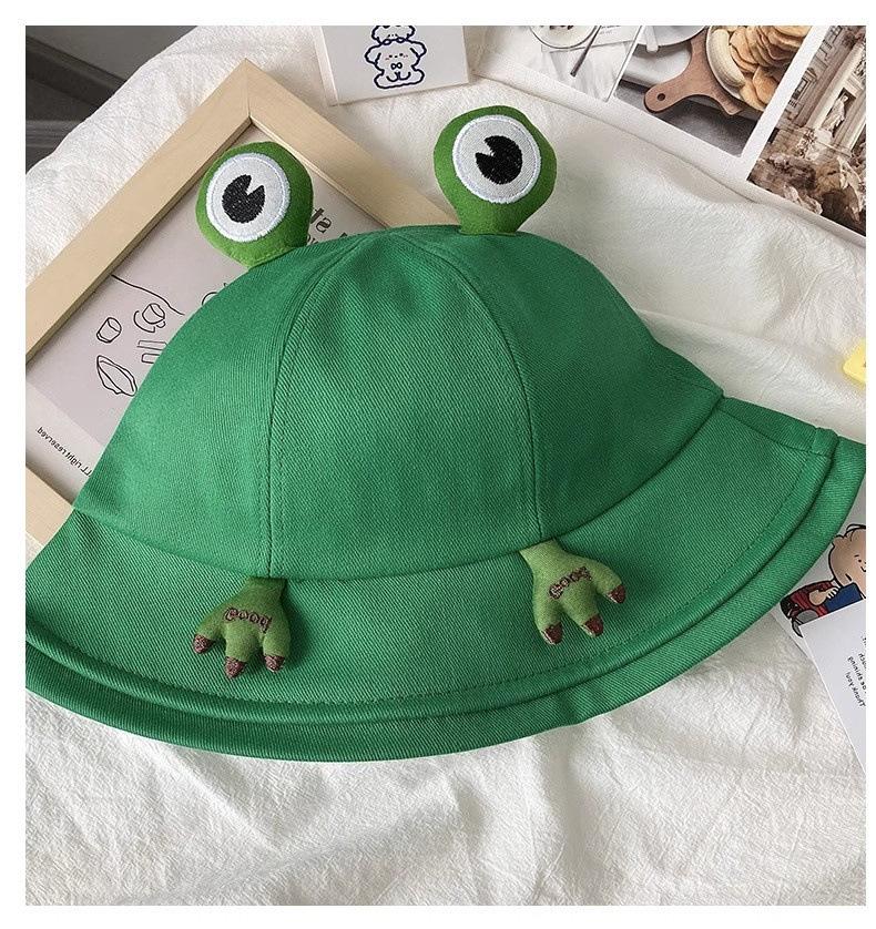 Frog Bucket Hat for Women Cute 3D Big Eyes Frog Sun-Shade Travel Novelty Fisherman Cap Foldable Daily Commute Kawaii Basin Hat