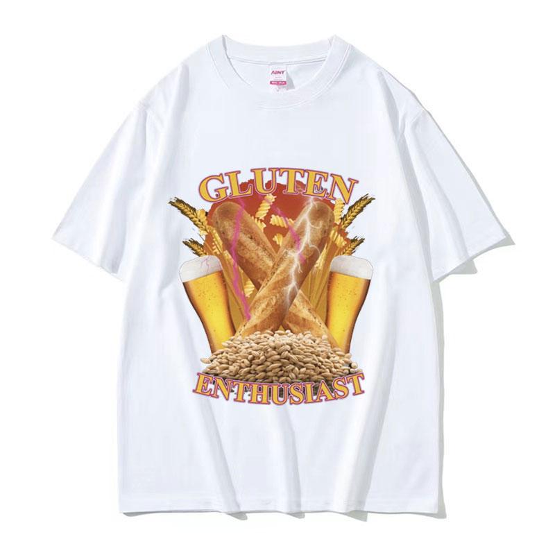 Funny Gluten Enthusiast Meme Graphic T Shirt Mens Fashion Cotton Short Sleev Tshirts ONeck Loose Oversized Tshirt Streetwear