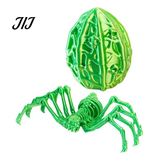 Fun Ritual Surprise Toys 3D Printed Articulated Skeleton Spider with Hollow Egg, Movable Joint Nighttime Scavenger Hunt Props Figurine, Halloween