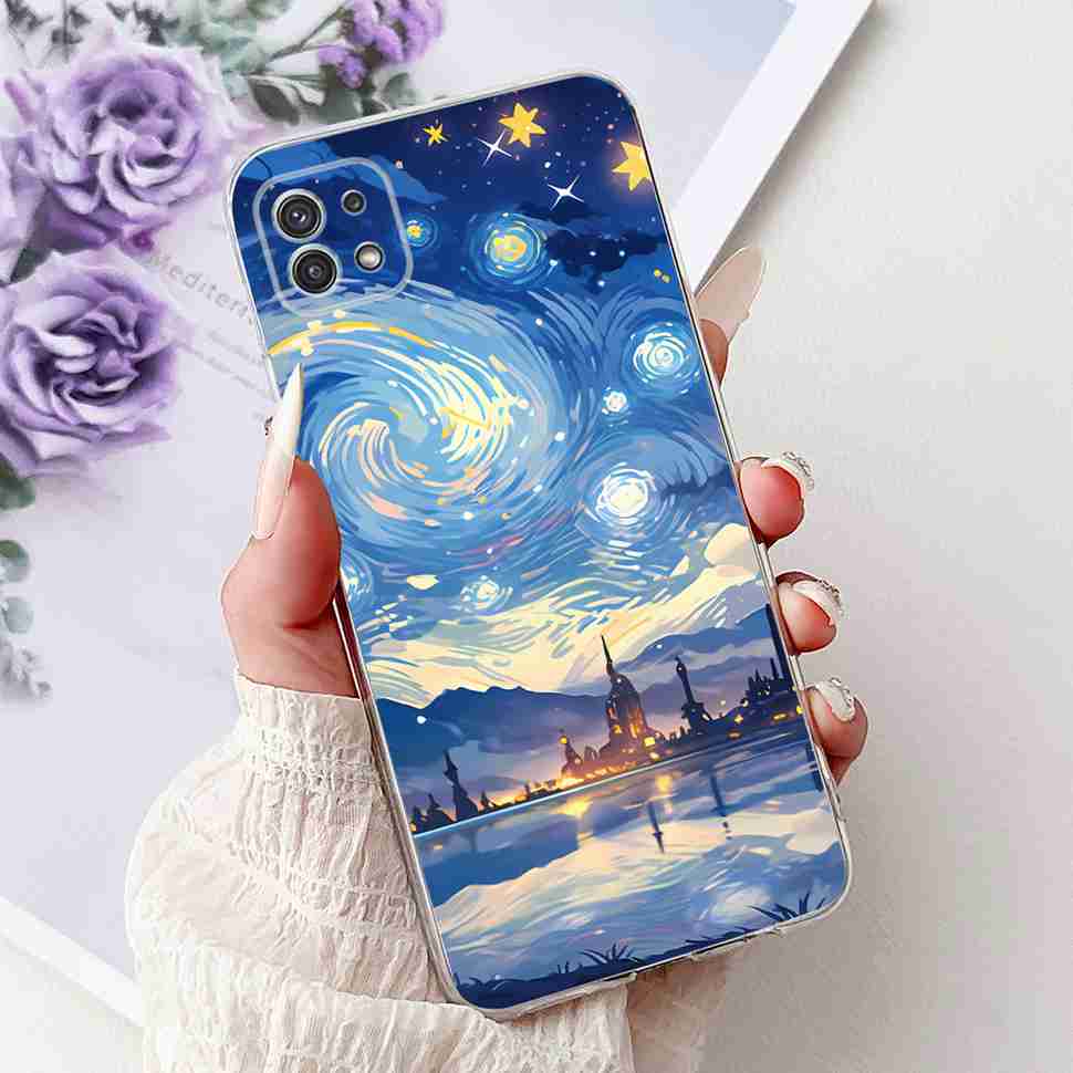 For Samsung Galaxy A22 5G Case SM-A226B Fashion Flower Bear Soft Silicone Cover For Samsung A22 A22 SM-A226BRN 6.6" Phone Casing