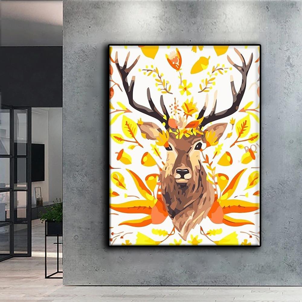 Popular 5D Diy Cross Stitch Colorful Animal Deer Painting Full Drill Cross-Stitch Crafts Kit Wall Sticker Home Decor