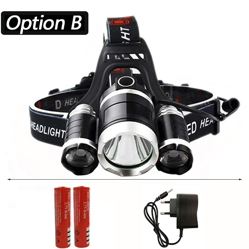Kafa Işık Lambası Güç El Feneri Torch Far Far Sensörü Led Ampuller 2x 18650 Pil 30 w 4 Mod Lityum pil