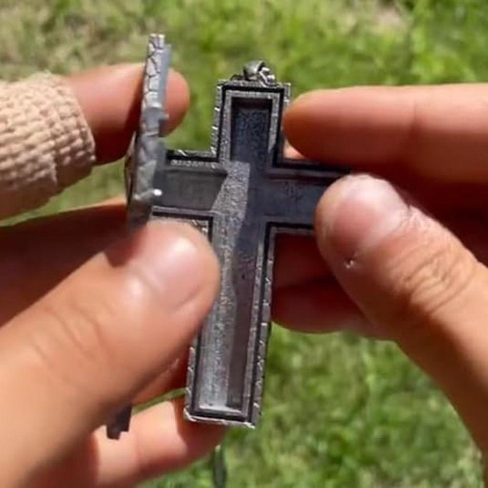 With Secret Compartment Cross Pendant Necklace Openable Charm Jewelry Chain Pendant Necklace