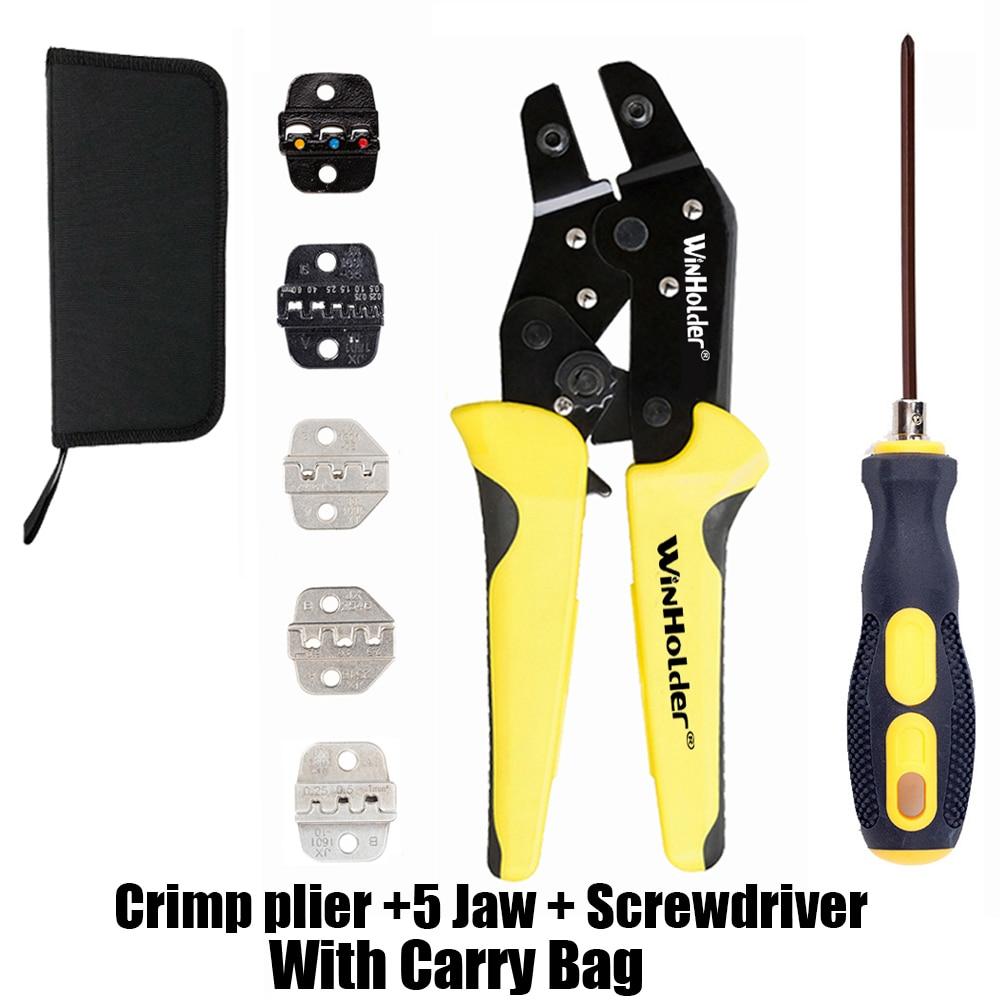 Crimping Pliers Clamp Tools Set Cable Terminals Kit Ratcheting Wire Crimpe Multifunctional With 5 Non-Insulated Jaw