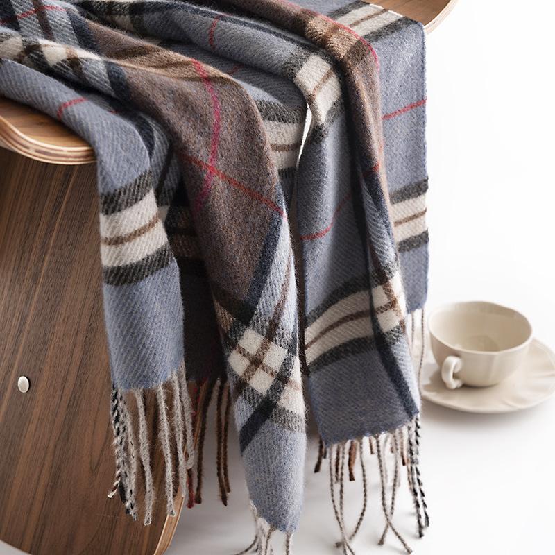 Diamond Pattern Men's Imitation Cashmere Scarf Autumn and Winter Commuting Neck Protection Cold Neck Scarf High End Warm Shawl