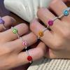 Fashionable Summer 2024 Korean Colorful Smiley Face Ring With Elastic String