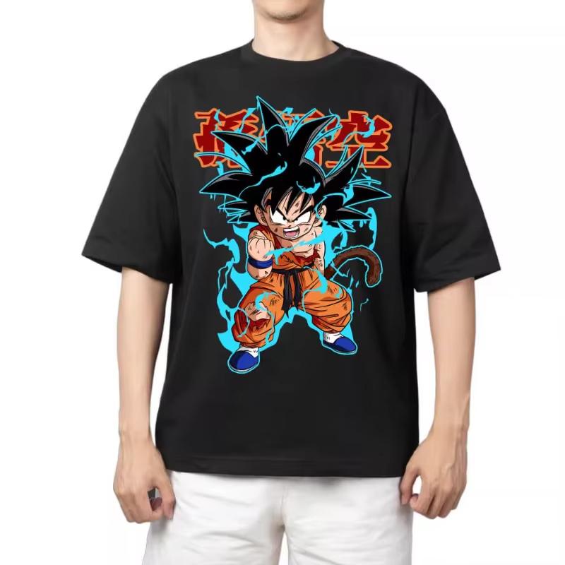 2026 New Dragon Ball Pattern Printed Tshirt  Mens Americanstyle Retro Versatile Shortsleeved Tshirt