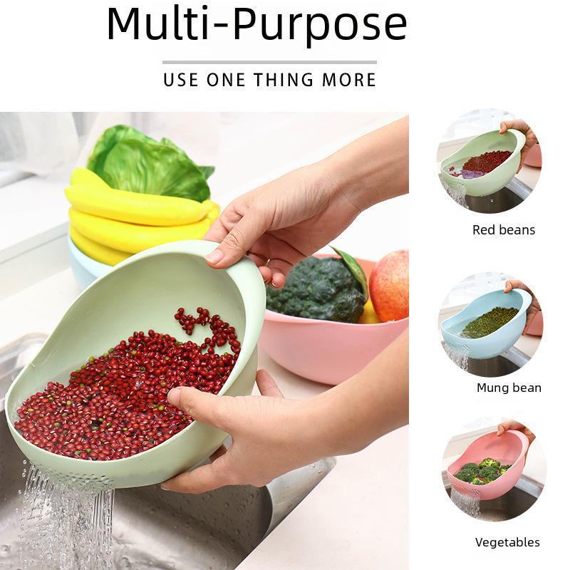 Bol multifuncțional pentru spălat orez și sită cu găuri fine pentru uz în bucătărie