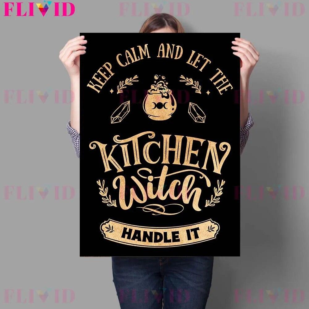Witches Kitchen Rules And Herbs Magic Meals Vintage Wall Art Canvas Painting Magic Sign And Cats Witches Spells Poster Print No Frame