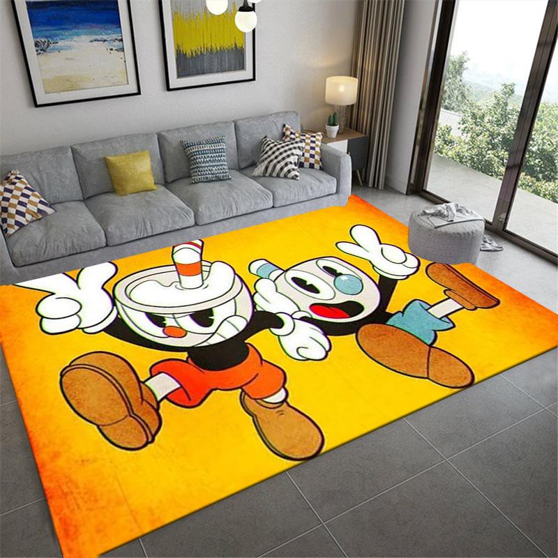 Cuphead Game Carpet Rug for Living Room Bedroom Home Sofa Decoration,Kids Play Non-slip Floor Mat
