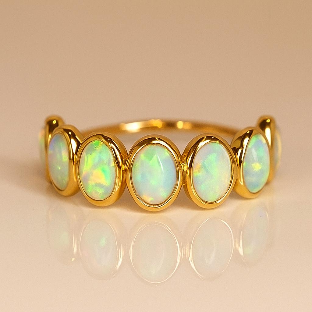 

Кольцо с опалом овальной огранки, покрытое жёлтым золотом – Уникальное кольцо-дорожка, которое можно носить вместе с другими, для женщин, Подходящее кольцо для предложения, Подарок на годовщину 10 US розовый