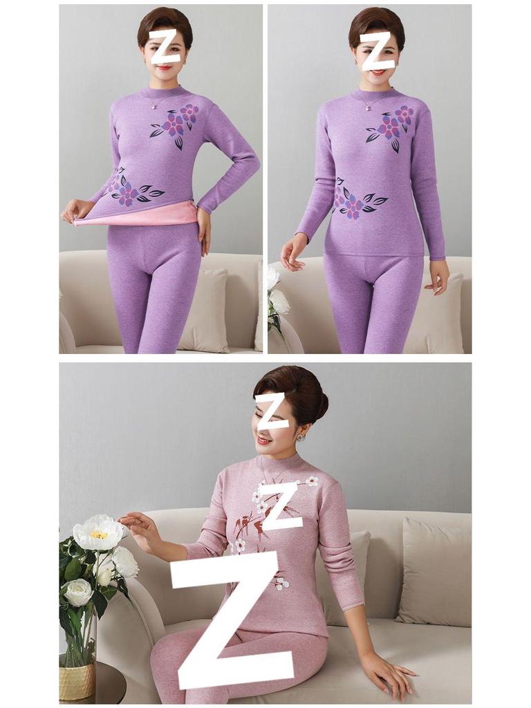 Women's Warm Fleece Set for Mid-Aged and Elderly: Cozy Winter Underwear for Mothers and Grandmothers