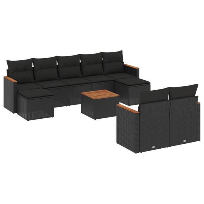 VidaXL Garden Lounge Set with Cushions 10 Pcs, Patio Sofas, Patio Furniture Set, Outdoor Furniture, Black 3226405