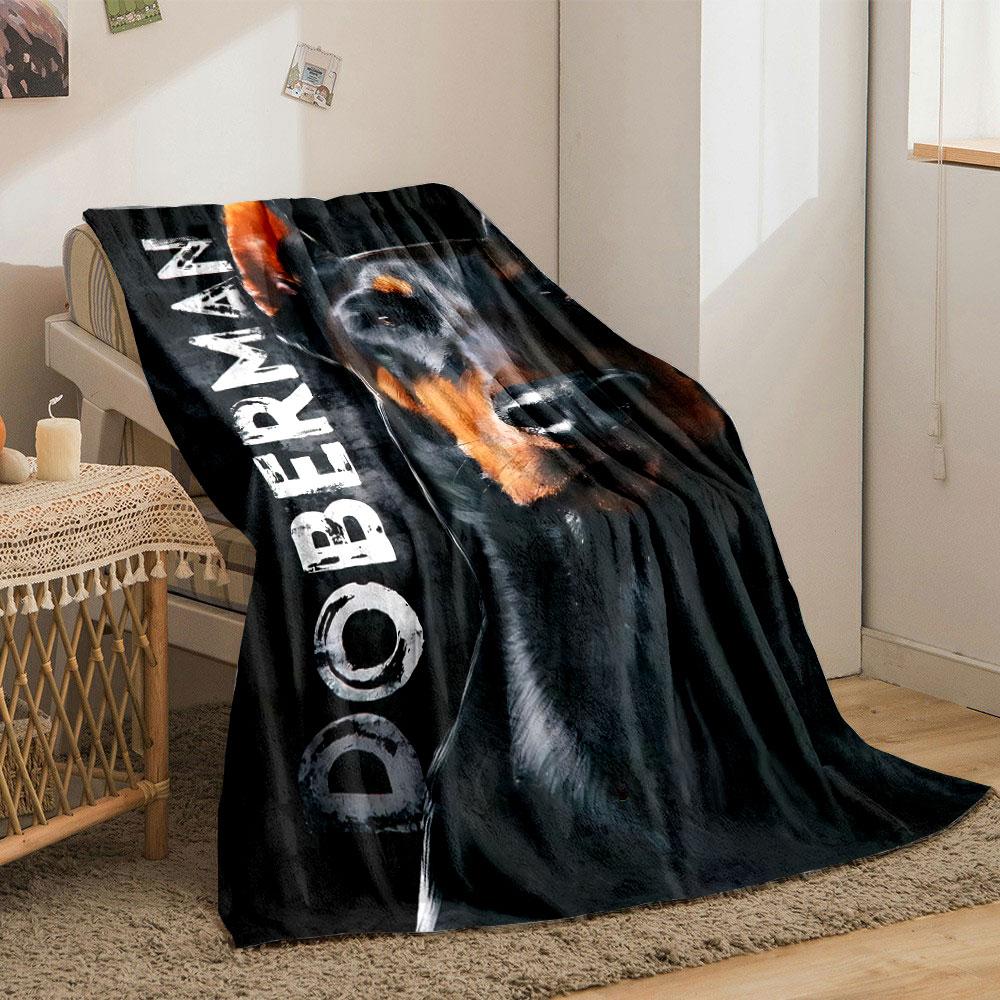 Doberman Dog Artistic Dark bedroom Blanket for Livingroom Couch lunch break Soft throw for Friend's festival Gift