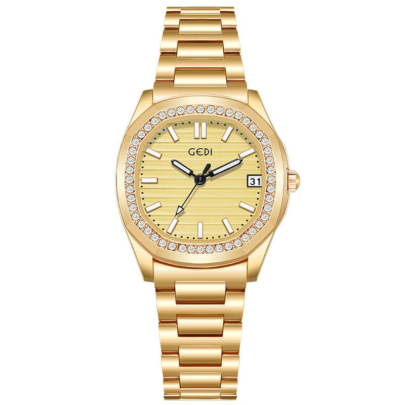 Gadi Fashion Womens Watch With Diamond Inlay Waterproof Quartz For Daily Wear