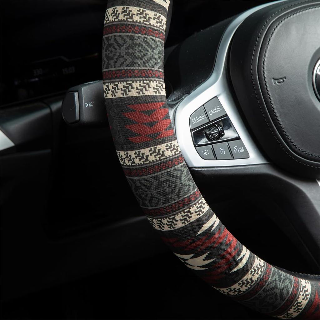 Western Aztec Steering Wheel Cover Auto Steering Wheel Protector, Anti-Slip, Breathable, Absorbing Sweat, Universal Aztec Car Accessories 14.5–15