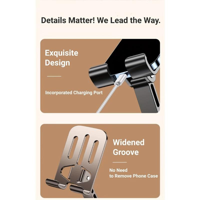 360 Degree Rotating Full Metal Universal Stand for Mobile Phones and Tablets with Adjustable Height and Stable Base