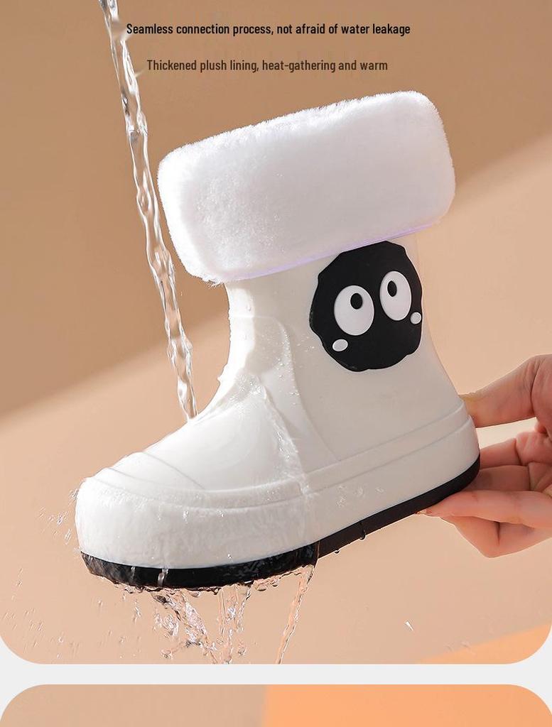 Kids' Cartoon Waterproof Rain Boots with Drawstring – Non-Slip Rubber Overshoes for Boys and Girls