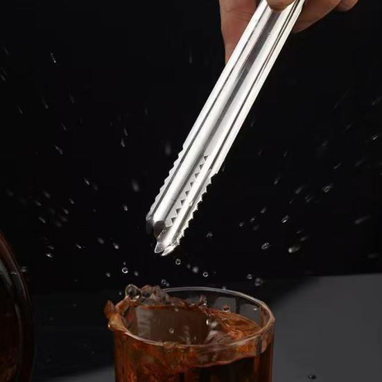 Ice Clamp Heat-Resistant Stainless Steel Ice Tongs Non-Slip Serrated Grip -Free Kitchen Utensils for Barbecue Snack Tongs
