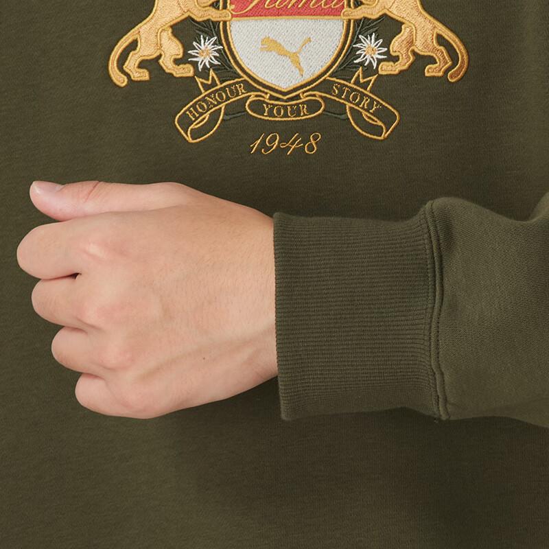 PUMA Classics Family Legacy Crew Neck Sweatshirt Deep Olive 630972-70